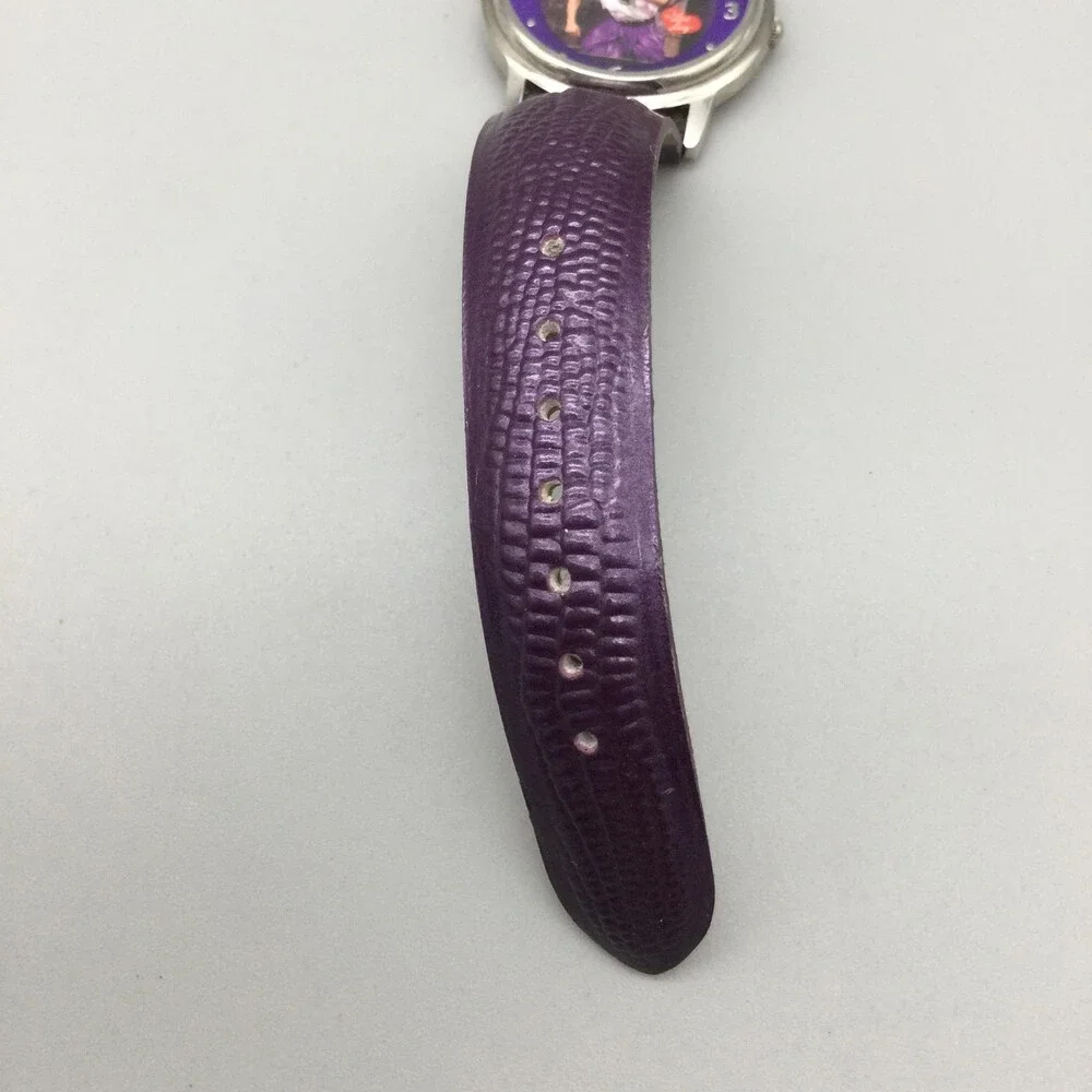 I Love Lucy Womens Watch 33mm Silver Tone Purple Dial Leather New Battery